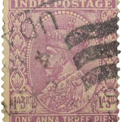 Postal Stamp of George V 1 Anna 3 Pies Pink Colour - Used Condition as per Image.
