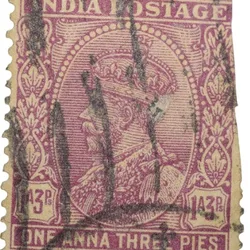 Postal Stamp of George V 1 Anna 3 Pies Pink Colour - Used Condition as per Image.
