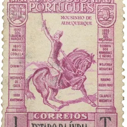 Postal Stamp of India Portugues - Purple 1 Tanga Used as per Image.