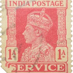 Postal Stamp of George VI 1 Anna Red Colour Service - Used Condition as per Image.