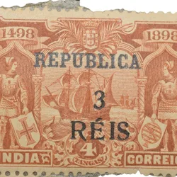 Postal Stamp of India Portugues - Brown Colour 4 Tangas - Over Printed in Black '3 Reis - Mint Un-Used as per Image.