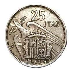 Spain Cu/Ni 25 Pesetas Year 1957 Francisco Franco in Collectable Grade.