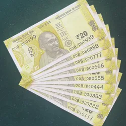 Rs 20/- India Banknote Semi Solid Set 00 Same Prefix 090999 To 010111 Gem Unc Unique and Rare