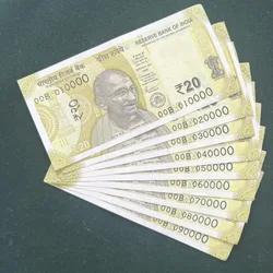 Rs 20/- India Banknote Semi Solid Set 00 Same Prefix 010000 To 090000 Gem Unc Unique and Rare