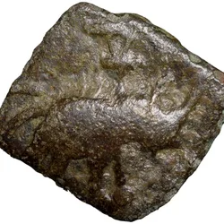 Copper Coin of Satavahan Dynasty (1st Cen. BC) from Pusad with Triagular Headed bove Elephant facing Right