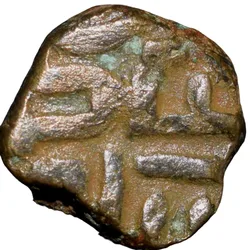 Copper 1/2 Falus of Akbar(AD1556-1605) from Malwa Region Kalima Type