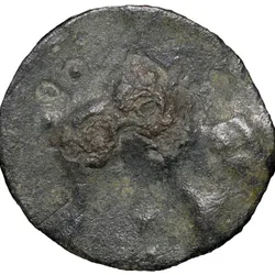 Fractional Potin Unit of Satavahan Dynasty (1st Cen. BC) with Elephant walking Right/Ujjaini Symbol