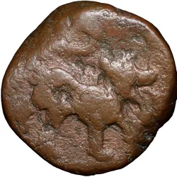 Copper Paisa of Namdar Khan of Hyderabad Feudatory Elichpur with Tiger Right KM # C10 Scarce