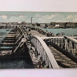 India vintage postcards series The Hooghly Bridge, Calcutta Unique and Rare 19th Century Issue