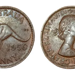 Australia Bronze One Penny Year 1956 Queen Elizabeth-II "Big Size" High Collectable Grade.