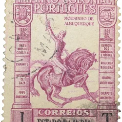Postal Stamp of India Portugues - Purple 1 Tanga Used as per Image.
