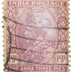 Postal Stamp of George V 1 Anna 3 Pies Pink Colour - Used Condition as per Image.