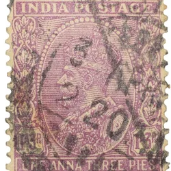 Postal Stamp of George V 1 Anna 3 Pies Pink Colour - Used Condition as per Image.