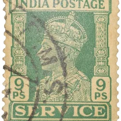 Postal Stamp of George VI 9 Pies Green Colour - Service Issue - Used Condition as per Image.