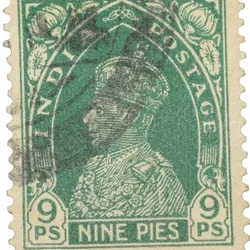 Postal Stamp of George VI 9 Pies Green Colour - Used Condition as per Image.