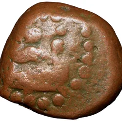 Copper Kasu of Sasivarnadeva(AD 1730-50) of Shivaganga Raja's Saraswati on Peocock
