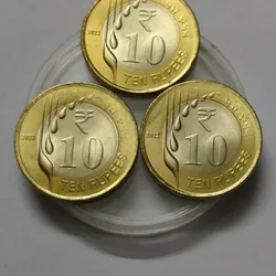 10 Rs Kolkata Mint 2022 Raindrop Coin UNC Rare