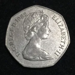 United Kingdom 50 Pence 1982 - Elizabeth II 2nd portrait rare Lowest Price coin #A-69
