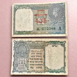 Re 1 British India Banknote 1940 Series Black Series King George VI Collectible Quality 070368 Burma Issue Unique and Rare