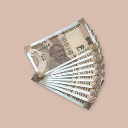 Rs 10/- India Bank Note Semi Fancy 10 Note Same Number Set 644644 Unique and Rare