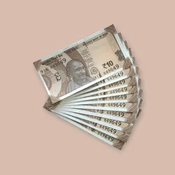 Rs 10/- India Bank Note Semi Fancy 10 Note Same Number Set 649649 Unique and Rare