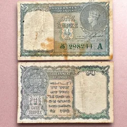 Re 1 British India Banknote 1940 Series Black Series King George VI Collectible Quality 298244 Burma Issue Unique and Rare Issue)