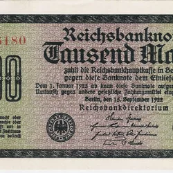 1000 Mark of Germany Country (AD 1922) Old Currency Note Rare