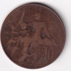 France 10 Centimes 1900 Rare Lowest Price Coin #M-138