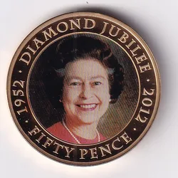 Queen Elizabeth II Tristen De Cunha 50 pence 2012 coin Diamond Jubilee Commemorative issue rare Lowest Price Coin With Capsule #M-158