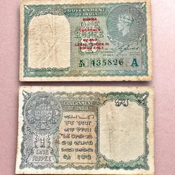 Re 1 British India Banknote 1940 Series Black Series King George VI Collectible Quality 435826 Burma Issue Unique and Rare Issue