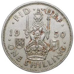 Copper-Nickel Shilling of George VI (AD 1950) of Great Brittain