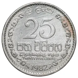 Copper-Nickel 25 Cents of Sri Linka (AD 1982)