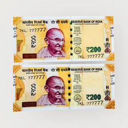Rs 200 India Banknote Twin Sets Super Solid 7KL 777777 Gem Unc Unique and Rare