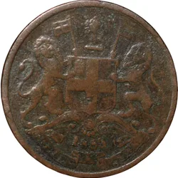 Copper 1/2 Pice Coin of East India Company (AD 1853) of Calcutta Mint