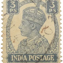 Postal Stamp of George VI 3 Pies Grey Colour - Used Condition as per image.