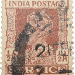 Postal Stamp of George VI 1/2 Anna Brown Colour - Used Condition as per image.