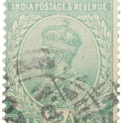 Postal Stamp of George V 1/2 Anna Green Colour - Used Condition as per image.