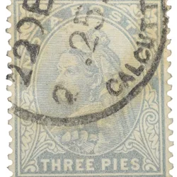 Postal Stamp of Queen Victoria 3 Pies Grey Colour - Used Condition as per image.