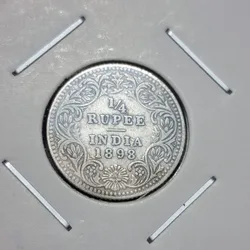 1/4 Rupee 1898 Victoria Empress Calcutta Mint Coin