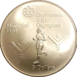 Canada 5 Dollars 1975 - Elizabeth II Marathon; Silver Proof Commemorative issue Rare Coin with Capsool #5050