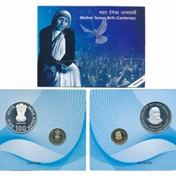 MOTHER TERESA BIRTH CENNTENARY 1910-2010 KOLKATA MINT 2 COIN ((PROOF SET))