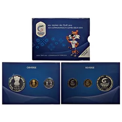 XIX COMMONWEALTH GAMES DELHI-2010 KOLKATA MINT 3 COINS ((PROOF SET))