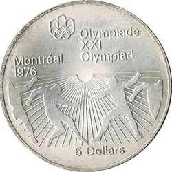 Canada 5 Dollars 1976 - Elizabeth II Fencing Silver Proof Commemorative issue Rare Coin with Capsool #4949