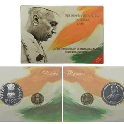 125th Birth Anniversary of Jawaharlal Nehru 2014 Mumbai Mint (2 coins) UNC set