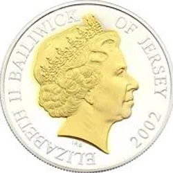 Jersey 5 Pounds 2002 - Elizabeth II Golden Jubilee; Silver Proof Commemorative issue Rare Coin with Capsool #4343