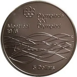 Canada 5 Dollars 1975 - Elizabeth II Swimming; Silver Proof Commemorative issue Rare Coin with Capsool #4747
