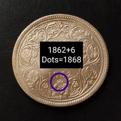 Victoria Queen Year. 1862 2& 6 DOTs Variety — 1862+6=1868 year 1862+2= 1864 year Weight 11.5 GM Original Gauarantee Excellent Condition Same and similar piece available
