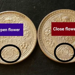 British India Silver rupees Year Date 1943 Different Flower Variety open flower & close flower as Images COST on pm Excellent Condition. 2 piece given Same and similar piece available