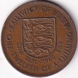 1960 Jersey 1/12 shillings Elizabeth II Coin rare