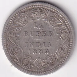 1/4 Rupee Victoria 1889 Silver Rare Coin Collector Choice